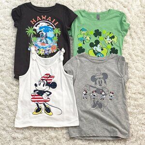 NWOT Big Girls Sz 10/12 Disney T-Shirt/Tank Top Lot of 4 Minnie and Lilo&Stitch